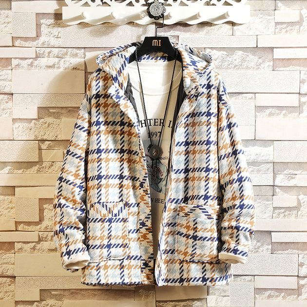 Men's Plaid Wool Blend Jacket - TrendSettingFashions