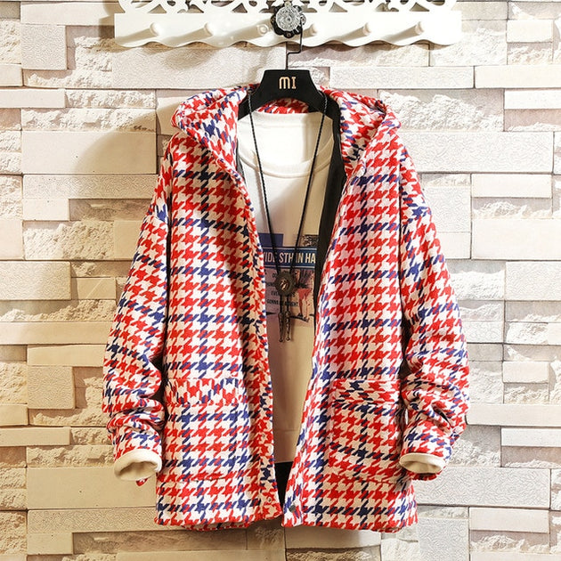 Men's Plaid Wool Blend Jacket - TrendSettingFashions