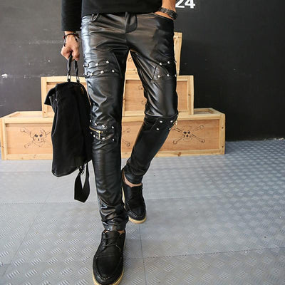 Men's Fashion Leather Decoration Pants - TrendSettingFashions 