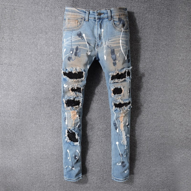 Men's Denim Ripped Washed Old Damage Jeans - TrendSettingFashions