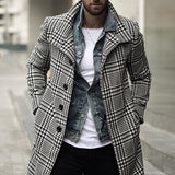 Men's Plaid Trench Coat Up To Size 3XL - TrendSettingFashions