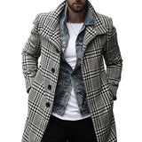 Men's Plaid Trench Coat Up To Size 3XL - TrendSettingFashions
