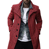 Men's Plaid Trench Coat Up To Size 3XL - TrendSettingFashions