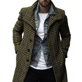 Men's Plaid Trench Coat Up To Size 3XL - TrendSettingFashions