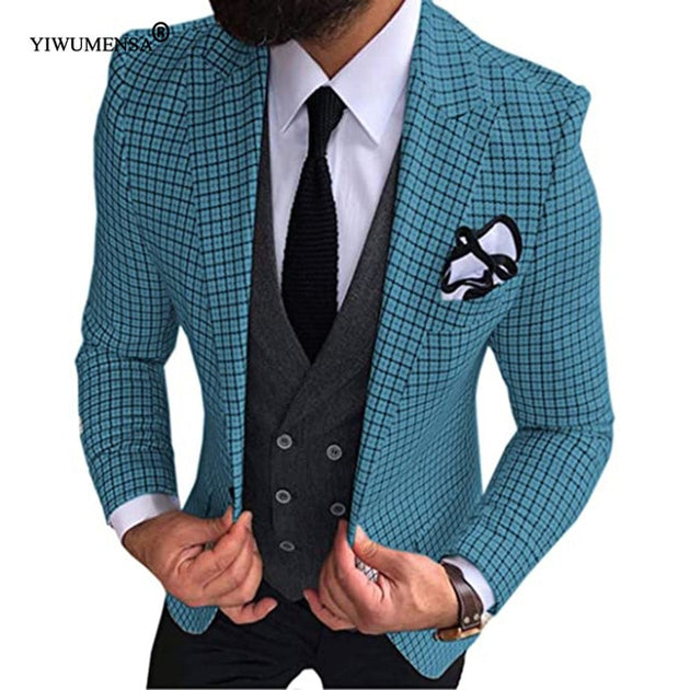 Men's Formal Plaid Suit Up To 3XL - TrendSettingFashions