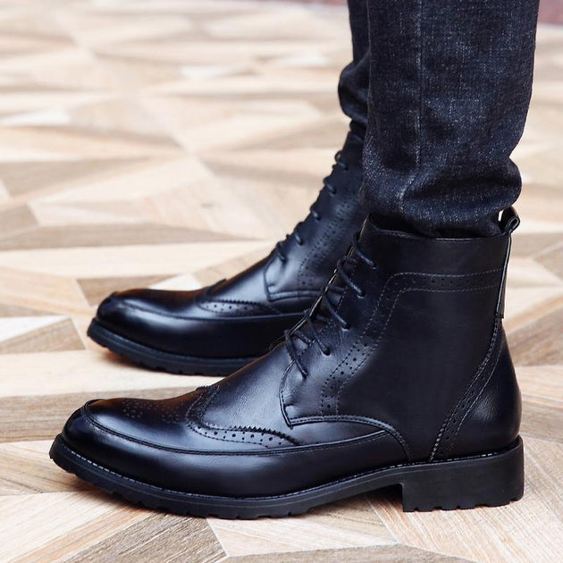 Men's Brogue Ankle Boots - TrendSettingFashions 