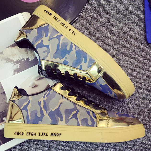 Men's Golden Camo Low Tops - TrendSettingFashions