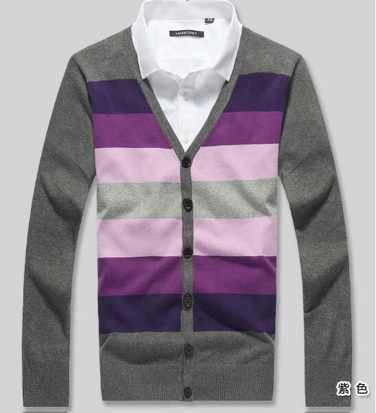 Men's Striped Cardigan Button Up, 5XL - TrendSettingFashions