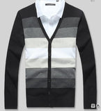 Men's Striped Cardigan Button Up, 5XL - TrendSettingFashions