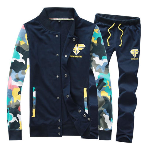 Men's Fashion Camouflage Patchwork Tracksuit - TrendSettingFashions 