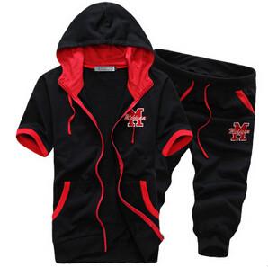 Men's Short Sleeve Hooded Tracksuit Set - TrendSettingFashions 