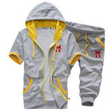 Men's Short Sleeve Hooded Tracksuit Set - TrendSettingFashions 