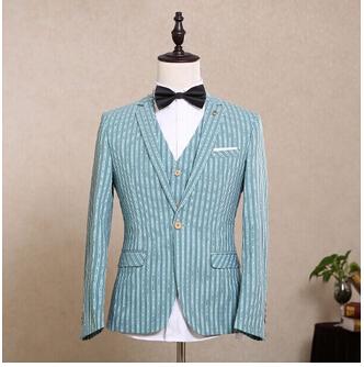 Men's Striped Customer Colored 3 Pc Suit Up To 5XL(Jacket+Pants+Vest) - TrendSettingFashions