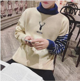 Men's Fashion Deer Turtleneck W/ Striped Sleeve - TrendSettingFashions