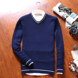 Men's V-Neck Cotton Sweater Pullover - TrendSettingFashions 
