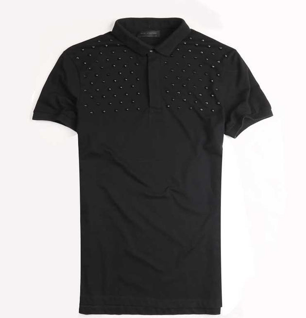 Men's Black Rivet Decorative T-Shirt - TrendSettingFashions 