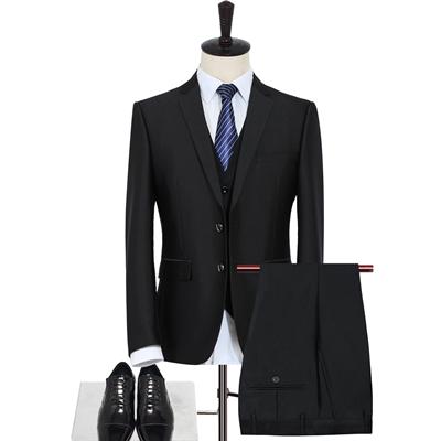 Men's Three-Piece Solid Black Suit Up To 3XL - TrendSettingFashions 