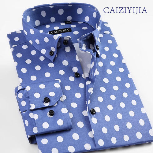 Men's Casual Polka Dot Dress Shirt - TrendSettingFashions 