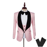 Men's 3 Piece Tuxedo In 8 Colors Up To 5XL(Jacket+Pants+ Bow Tie+Vest) - TrendSettingFashions