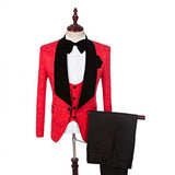 Men's 3 Piece Tuxedo In 8 Colors Up To 5XL(Jacket+Pants+ Bow Tie+Vest) - TrendSettingFashions