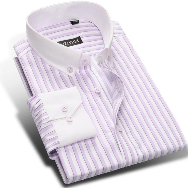 Men's Classic Striped Luxury Dress Shirt - TrendSettingFashions 