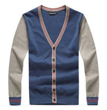 Men's V-Neck Patchwork Striped Cardigan Up To 5XL - TrendSettingFashions