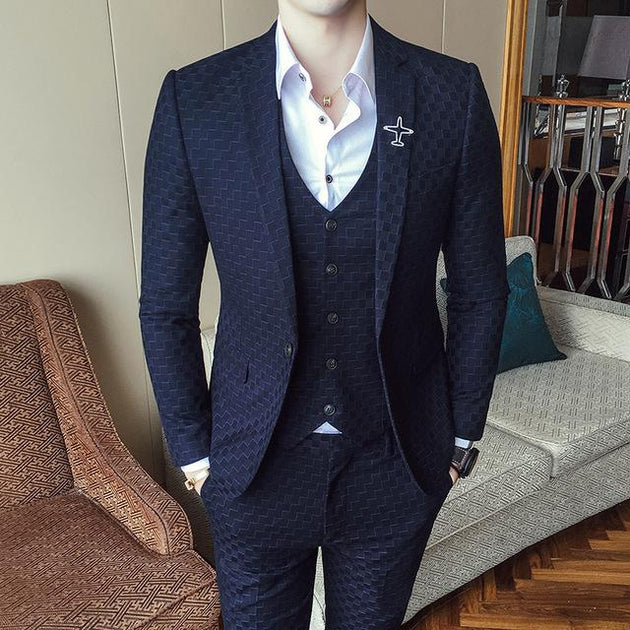 Men's 3 Piece Vintage Plaid Suit Up To XXL - TrendSettingFashions 