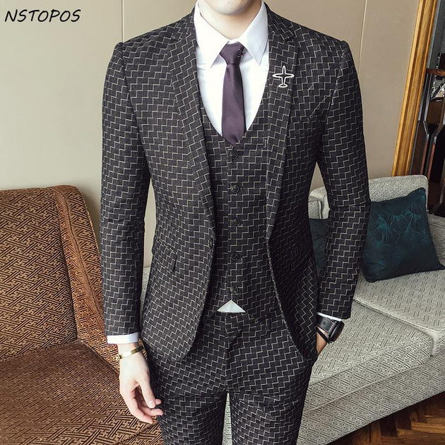 Men's 3 Piece Vintage Plaid Suit Up To XXL - TrendSettingFashions