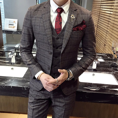 Men's Fashion Plaid 3-Piece Suit Up To 2XL - TrendSettingFashions
