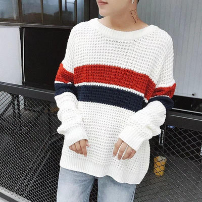 Men's Three Color Patchwork Sweater - TrendSettingFashions 