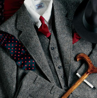 Men's Grey Winter Tweed 3 Piece Suit Up To 6XL(Jacket, Pants,Vest) - TrendSettingFashions 