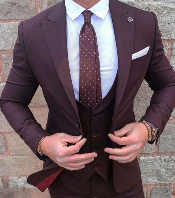 Men's 3PC Burgundy Suit Up To 6XL - TrendSettingFashions