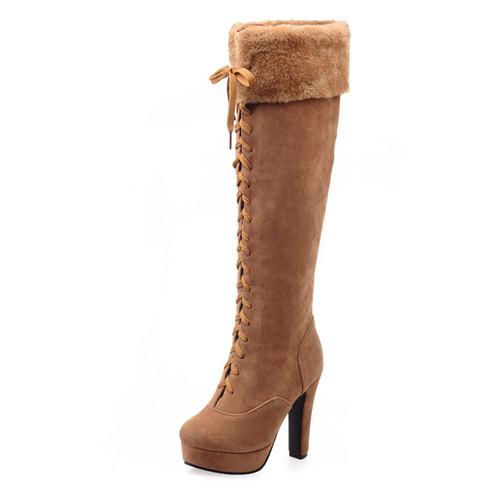 Women's Fur Knee High Boots - TrendSettingFashions