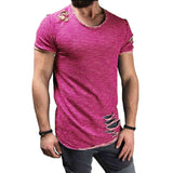 Men's Fashion Distressed Short Sleeve T-shirt Up To 3XL - TrendSettingFashions 