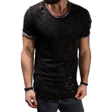 Men's Fashion Distressed Short Sleeve T-shirt Up To 3XL - TrendSettingFashions 
