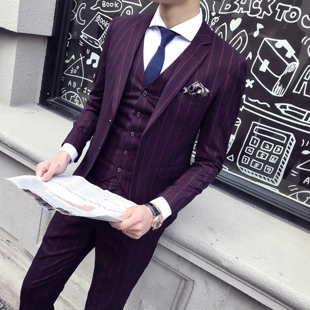Men's Striped Vintage Suit Up To 3XL - TrendSettingFashions