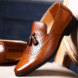 Men's Slip-On Carved Brogue Loafers - TrendSettingFashions