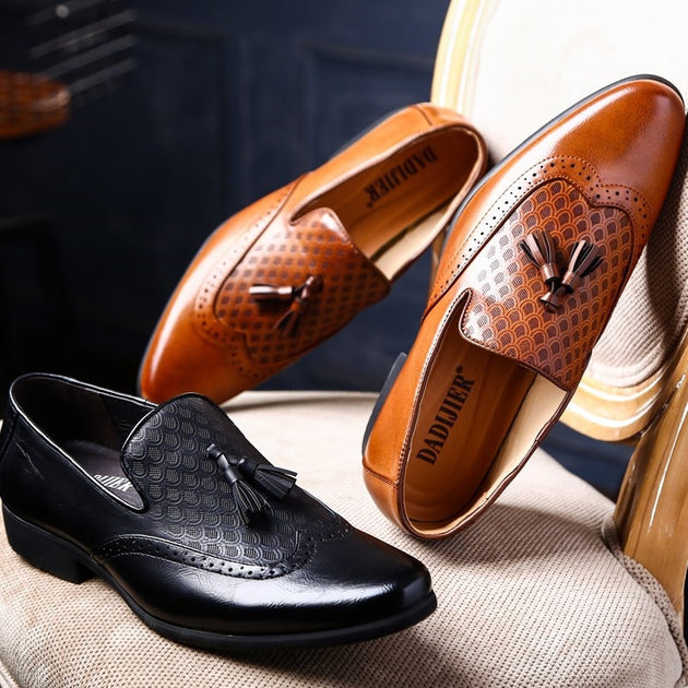 Men's Slip-On Carved Brogue Loafers - TrendSettingFashions