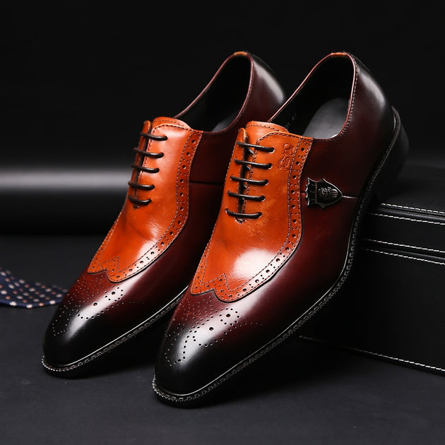Men's Leather Fashion Brogue Dress Shoes - TrendSettingFashions