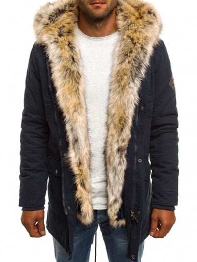 Men's Faux Fur Medium-Long Thickening Coat Up To 2XL - TrendSettingFashions 