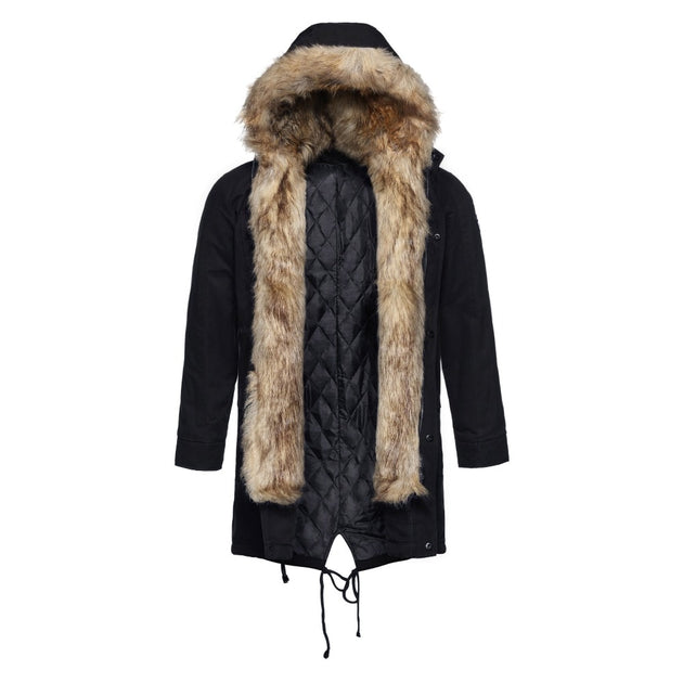 Men's Faux Fur Medium-Long Thickening Coat Up To 2XL - TrendSettingFashions