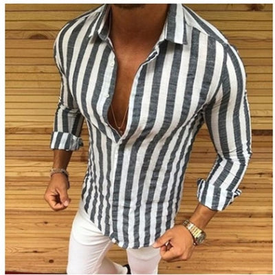 Men's Long Sleeve Street Casual Dress Shirt - TrendSettingFashions 