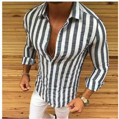 Men's Long Sleeve Street Casual Dress Shirt - TrendSettingFashions