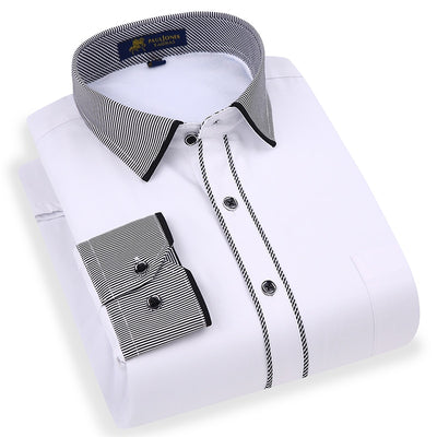 Men's Striped Business Dress Shirt Up To 4XL - TrendSettingFashions 
