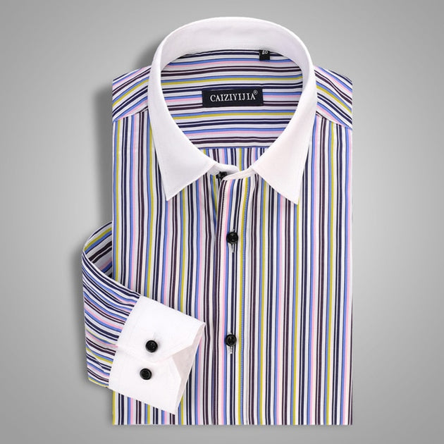 Men's Striped Business Dress Shirt Up To 4XL - TrendSettingFashions