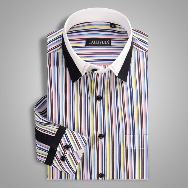 Men's Striped Business Dress Shirt Up To 4XL - TrendSettingFashions