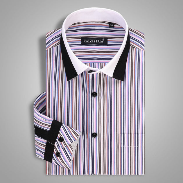 Men's Striped Business Dress Shirt Up To 4XL - TrendSettingFashions