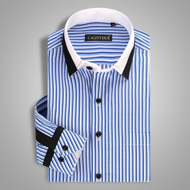 Men's Striped Business Dress Shirt Up To 4XL - TrendSettingFashions