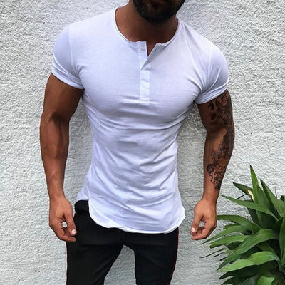 Men's Solid Short Sleeve Button Down T-Shirt - TrendSettingFashions