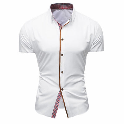 Men's Summer Short Sleeve Lapel Dress Shirt - TrendSettingFashions 